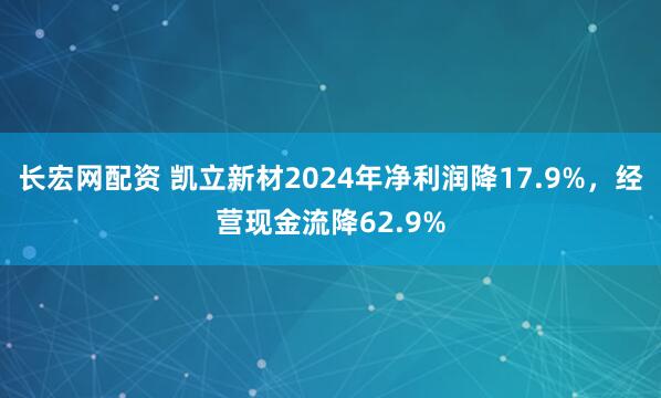 长宏网配资 凯立新材2024年净利润降17.9%，经营现金流降62.9%