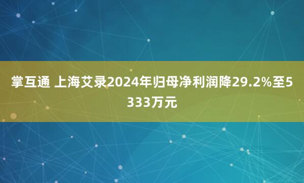 掌互通 上海艾录2024年归母净利润降29.2%至5333万元