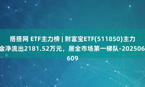 搭搭网 ETF主力榜 | 财富宝ETF(511850)主力资金净流出2181.52万元，居全市场第一梯队-20250609