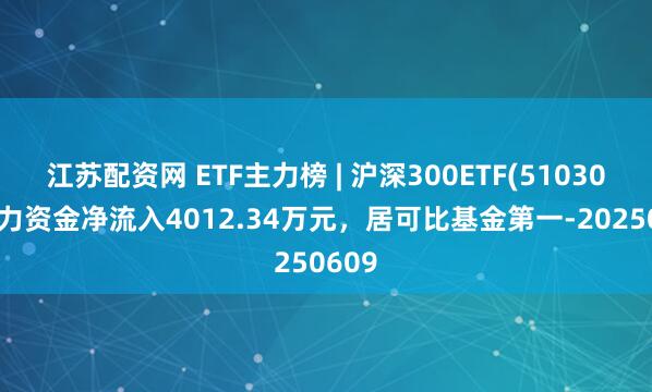 江苏配资网 ETF主力榜 | 沪深300ETF(510300)主力资金净流入4012.34万元，居可比基金第一-20250609